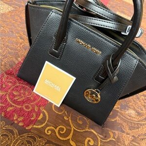 Michael Kors Black Satchel with Gold Accents